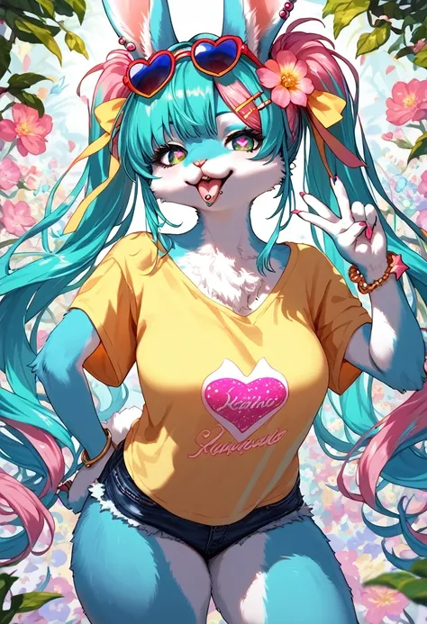 score_9, score_8_up, score_7_up, score_6_up, score_5_up, score_4_up, source_anime, best quality, amazing quality, very aesthetic, absurdres, 1 female, (furry, kemono:1.2), rabbit, beautiful face, detailed face, detailed eye, thick thighs, perfect anatomy, ...