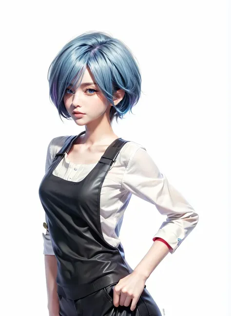 Touka Kirishima, Tokyo Ghoul, Red eyes, The whites of the eyes are black, blue-violet hair, beautiful and calm facial features, short hair covering the left side of her face, red eyes, colored sclera, black sclera, wings, red wings  ghoul wings, kagune ، B...