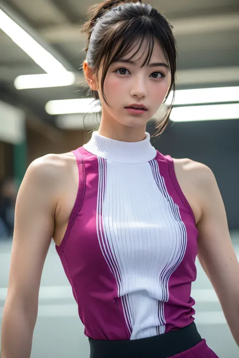 (8k, RAW Photos,Best Quality, High resolution:1.1), (Ultra-realistic:1.4),(Realistic, Realistic:1.3),The beauty of Japan、Rhythmic Gymnastics Club、Rhythmic Gymnastics Uniform、((Upper Body:1.3))