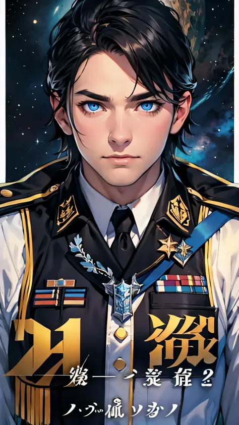 最high quality、Best image quality、masterpiece、male((20th Generation, Black Hair、thin、Show the whole body、Blue Eyes、Muscular,Black military uniform)）high quality、Beautiful art、background((universe)),Tabletop、Exquisite design、Visual Arts、Written boundary dept...