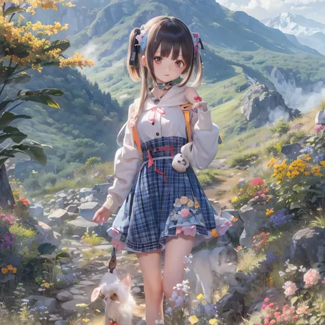 Shiba Inu girl Country scenery(((
High Mountain)))girl