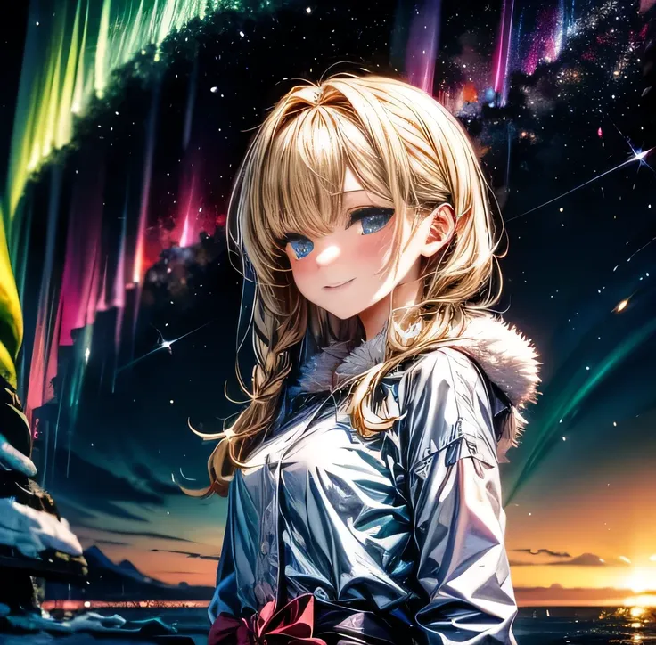 Oriental Project　Alice Margaret　Beauty　Blonde Kirisame Marisa　　　Snow Scene　night　Milky Way Galaxy　Aurora　Antarctica