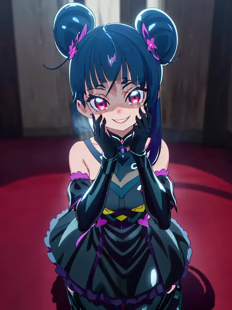 best quality, very detailed,one girl, alone, {cure_null_hirogarunullprecure:1.15}, dark blue hair, red eye, red eyes, long hair,...