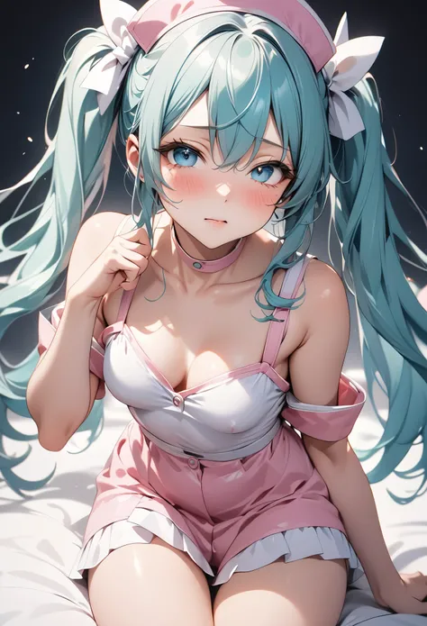 （Hatsune Miku:1.8)、(masterpiece,最high quality,Ultra-high resolution),(((3 woman))),Anime face、masterpiece, high quality, 最high quality, 16k, Very detailed, AI-generated, Delicate and dynamic,Healthy Body, Height: 160cm,Small Breasts:0.6、blush:0.3, （（Anatom...