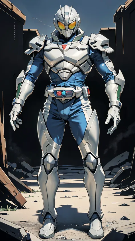 (masterpiece:1.5, best quality:1.5, extremely delicate:1.5), ((male:1.5)), a man wearing a full-face helmet, a biotech armored combat suit, green eyes, (a composite layered chest armor), fully enclosed shoulder guards, matching arm and leg guards, a belt o...