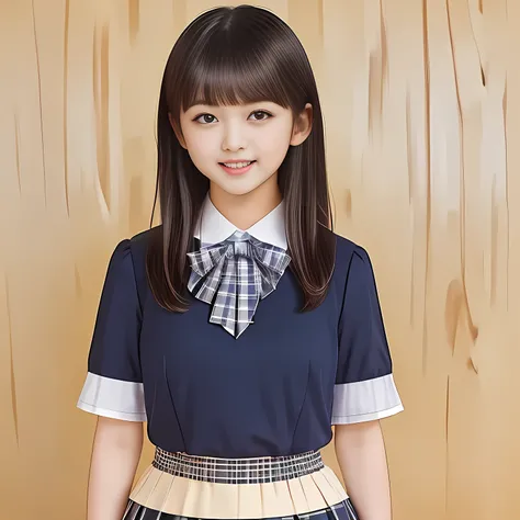 (Highest quality, masterpiece:1.2), Highest quality, High resolution, 1080P, 8k, height: 158cm, (School-uniform beautiful young girl model photo in a Fashion magazines page, promoting school uniform designed by Japanese school-wear maker: 1.8), well-grown...