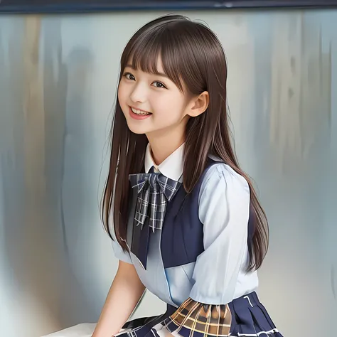 (Highest quality, masterpiece:1.2), Highest quality, High resolution, 1080P, 8k, height: 158cm, (A side view of some beautiful girls in a school uniform sitting and praying: 2.0), (School-uniform beautiful 13yo girl models are smiling nobly in a young girl...