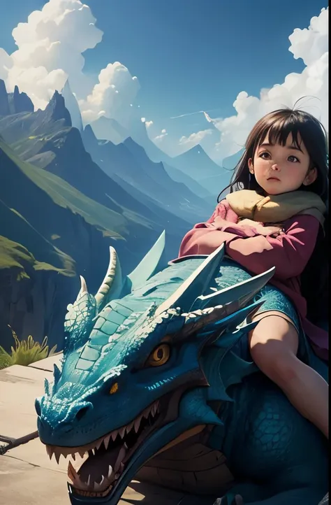 there is a girl that is laying on a dragon in the sky, Children&#39;s book illustrations inspired by Cyril Rolando, Pixiv Contest Winners, magical realism, space magical dragon, flying dragon, galaxy dragon, glimmering dragon, sky dragon, space dragon, Mak...