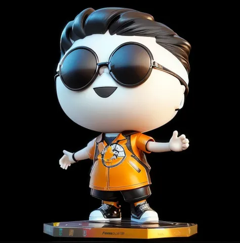 remove sunglasses, add eyes,  a close up of a cartoon character on a black background, kenny wong x pop mart, vinyl toy figurine, 4 k octan render, cute 3 d render, as a full body funko pop!, 3d 8k octan render, 3 d character, 3d character, octan render, i...