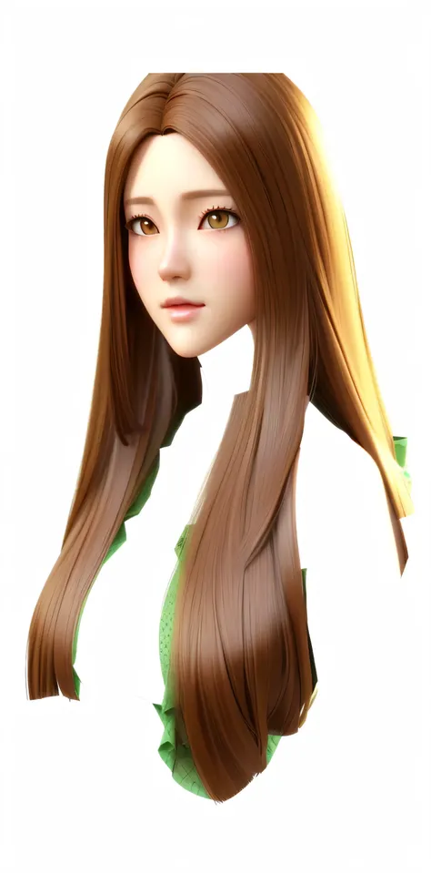 a woman with long brown hair and a green dress, realistic anime 3 d style, anime styled 3d, 3 d anime realistic, realism artstyle, photorealistic!!!!!!! art style, render of a cute 3d anime girl, 3d anime girl, realistic. cheng yi, smooth anime cg art, mad...