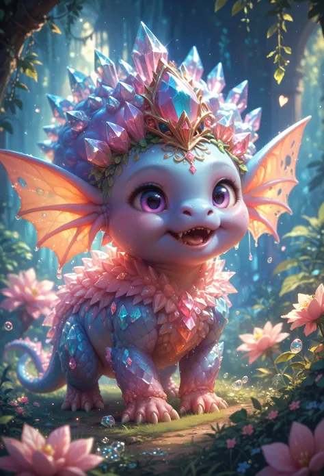 cute crystal monster, detailed 8k great bright with great quality