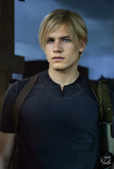 Man, blonde hair, black shirt 