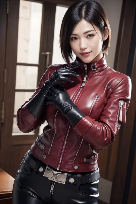 (realism:1.4),resident evil 6,ada,short hair,no background,look at me,a body that makes you want to touch it,foxy make up,the mo...