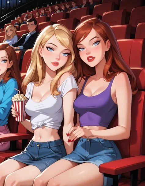 score_9, score_8_up, score_7_up, dcaustyle, source_cartoon, 2girls, duo, (kara zor-el, blonde:1.3) and (barbara gordon, reddish ...