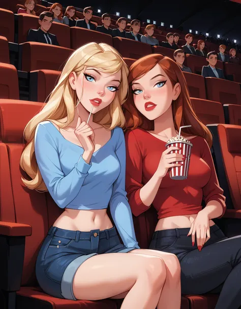 score_9, score_8_up, score_7_up, dcaustyle, source_cartoon, 2girls, duo, (kara zor-el, blonde:1.3) and (barbara gordon, reddish ...