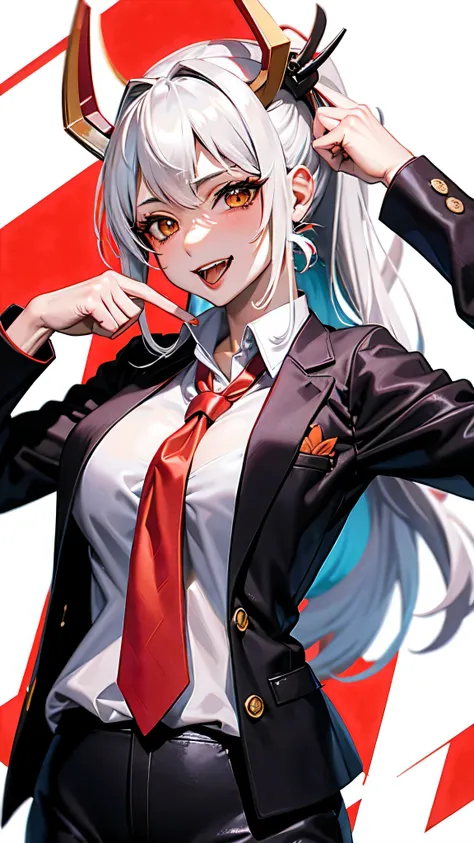 yamato, black jacket, red necktie, white shirt, sexy