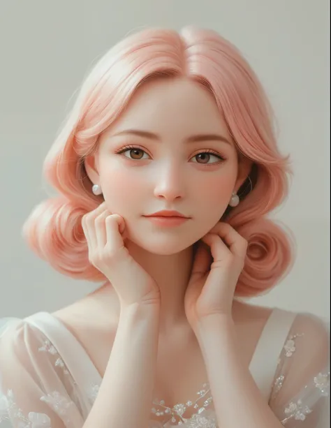 digital comic art, inspired by WLOP, trending on Artstation, elegant pretty girl, light pink hair, beautiful art uhd 4 k, authentic background, Hand and foot reference anatomy, anatomical posture, in more detailed, Pixar rendering, smooth cell shading, ani...