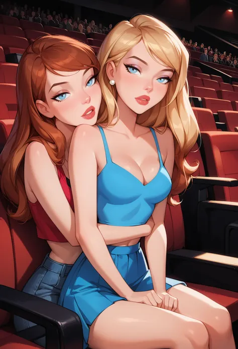 score_9, score_8_up, score_7_up, dcaustyle, source_cartoon, 2girls, duo, (kara zor-el, blonde:1.3) and (barbara gordon, reddish ...