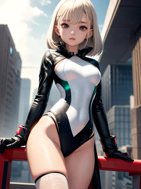 optimum，tmasterpiece，A high resolution，best qualtiy，hyper HD，super detailing，Award-Awarded，16k，solo，（（The upper part of the body）），（（bust）），anatomy correct，Beautiful cyberpunk girl，cute  face，，Gradient Beige Hair，Hairline，（（Scarlet eyes）），long eyelasher，Ha...