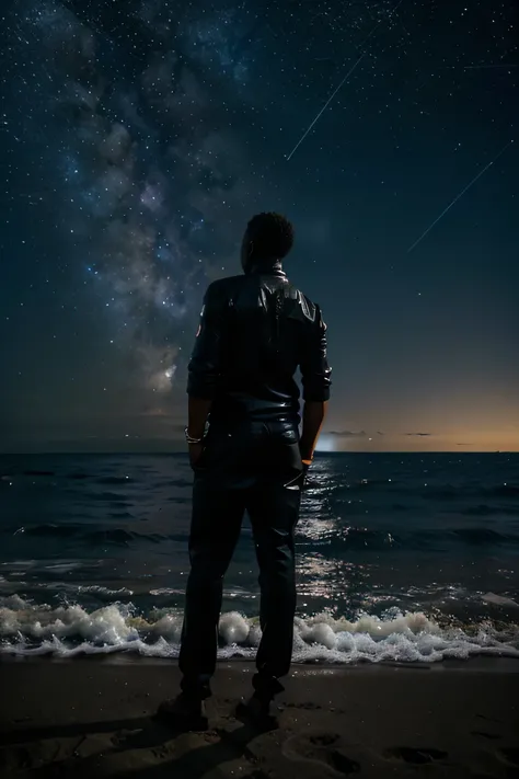 Im black Zambian male aged 37. In my dream in the night, I was standing by the sea shore before a great ocean, above me where a great multitude of stars that lit up the sky, black sky, no clouds, galaxies of stars