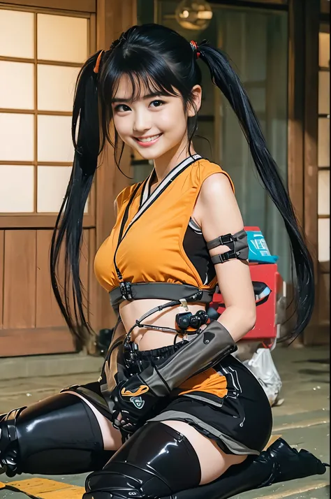 （8k、Raw photography、highest quality、masterpiece：1.2),(Black Hair、Dark Eyes:1.9),(plug suit:1.6)、View your viewers,Viewed from the front,White skin,(Female ninja、Female Ninja:1.6)、(Tight waist:1.6)、(Clothes that accentuate the shape of the breasts:1.0)、(Big...