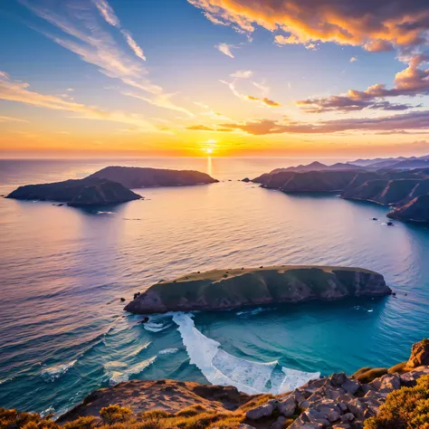 Sunrise, breathtaking views, clear horizon, gentle waves, inspiring moment, inviting, national geography style, photo, HD, Composition, natural lighting, colorful, --ar 9:16 --v 6.1