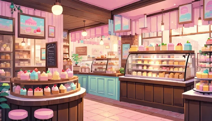 Lofi Cozy Dessert shop , pastel ,mini