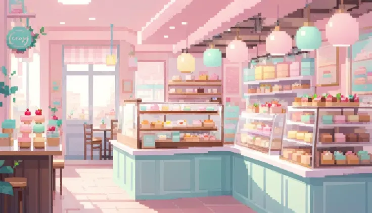 Lofi Cozy Dessert shop , pastel ,minimal