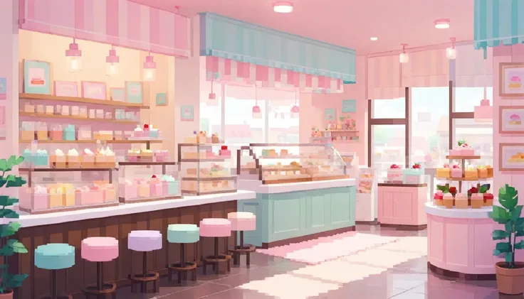 Lofi Cozy Dessert shop , pastel ,minimal ,Cute