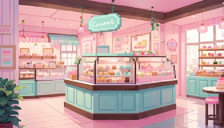 Lofi Cozy Dessert shop , pastel ,minimal ,Cute , Kawaii