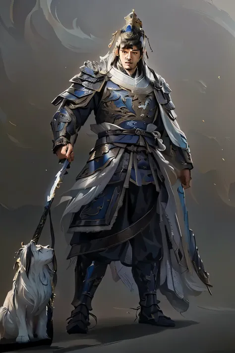 Araped image with a man in armor and a dog, Feng Zhu Concept Art, Zhao Yun, Inspired by Hu Zhaobin, , Author: Wuzhun Shifan, Fan Qingwei Art Station, amazing 8k character Concept Art, Ku Ray Ray(Qu Leilei), Chapter Lu(Zhang Lu), Juchen, Concept Art | Feng ...