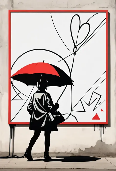 The surrealist Banksy style, Simple lines abbreviation abstract art, Stylish design, masterpiece, Look at, Look at, 