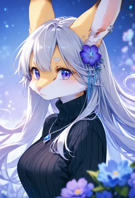 score_9, score_8_up, score_7_up, score_6_up, score_5_up, score_4_up, source_anime, best quality, amazing quality, very aesthetic, absurdres, 1 female, (furry, kemono:1.3), rabbit, beautiful face, detailed face, detailed eye, perfect anatomy, solo, flower, ...