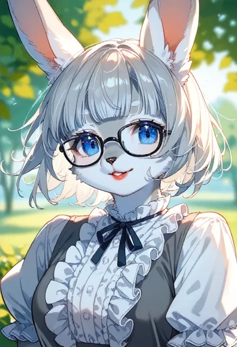 score_9, score_8_up, score_7_up, score_6_up, score_5_up, score_4_up, source_anime, best quality, amazing quality, very aesthetic, absurdres, 1 female, (furry, kemono:1.3), rabbit, beautiful face, detailed face, detailed eye, perfect anatomy, solo, blue eye...