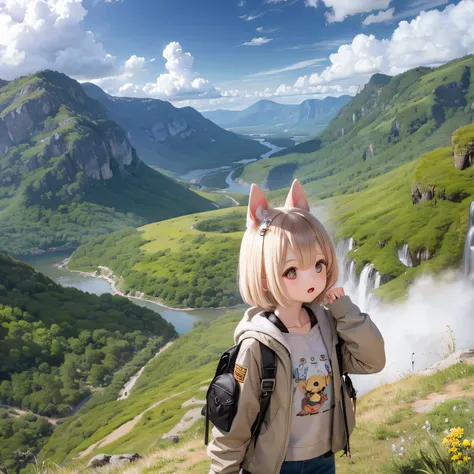 Shiba Inu girl Country scenery(((
High Mountain)))