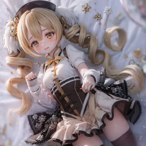 (nude) , Over-the-shoulder hairstyle like Mami Tomoe、魔法少女まどか☆マギカの巴マミ、((((thighhighs )))