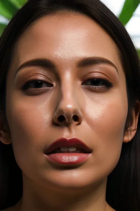 retina, anatomically correct, textured skin, highres, UHD, 8k, スーパーorgasm, Woman with open mouth and closed eyes , Skin shiny with sweat、Sharp focus on face、From below、Lighting that highlights shiny sweat{{{orgasm:1.5 }}}, Black-haired、Please be careful wh...