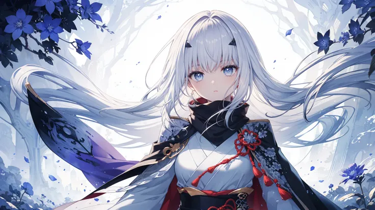 High image quality, masterpiece, Delicate Hair, Delicate eyes, Delicate Hair, ((masterpiece, 最High image quality)), High image quality, masterpiece, Delicate Hair, Delicate eyes, One Girl,(Gray Hair)),blue eyes,Daikon,Long Hair,Dragon Horn,(Japanese sword)...