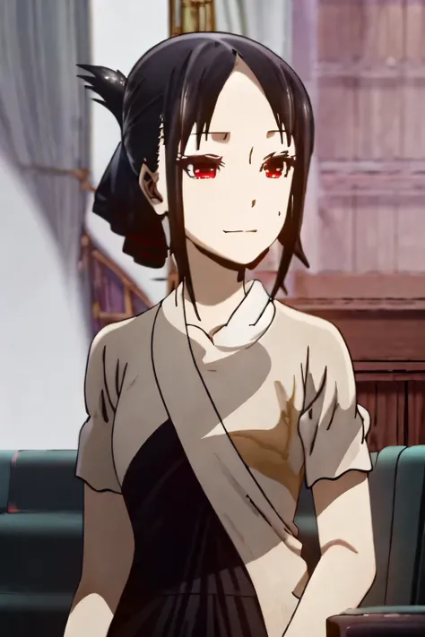 best quality, (masterpiece:1.2), detailed,
shinomiya kaguya,
1girl, solo, closed mouth, light smile,
black hair, red eyes, naked