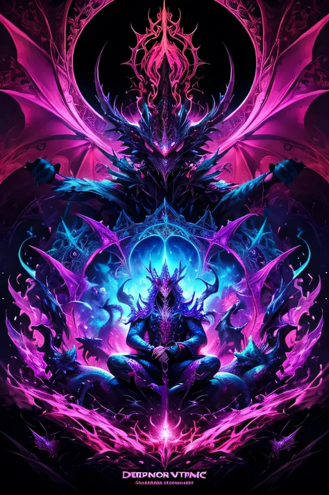 psychedelic trance album cover with dragons