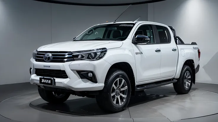 A visually stunning thumbnail of the 2025 Toyota Hilux features a pristine WHITE finish, showcasing both the front and rear angles. The front view highlights the bold Toyota emblem centered on a sleek white grille, complemented by sharp, modern LED headlig...