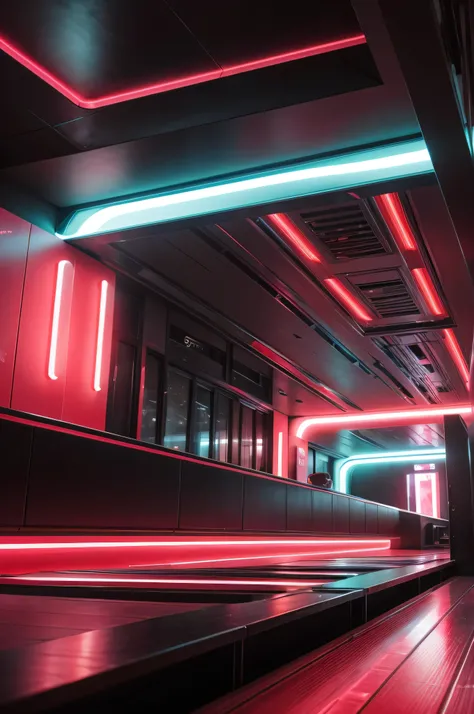 create a futuristic wallpaper with neon reds and whites