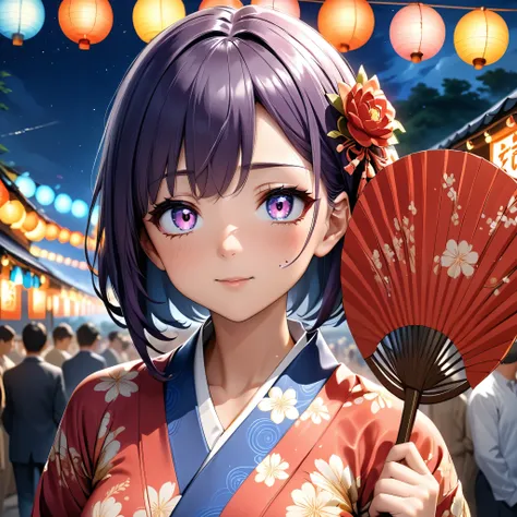 masterpiece, 4k, HDR, full HD, (best quality), (ultra detailed), (only), (extremely delicate and beautiful fabric), super intricate ANIME TYPE, best quality, 1girl, very expressive eyes, hyper beautiful face, hair purple, Perfect anatomy, shiny and oily sk...