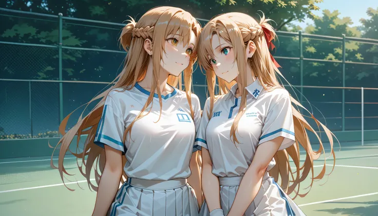 High resolution、Real、Too much exposed skin、cute、cute、Sports、20-year-old women、The chest is medium size、Dynamic、A beautiful woman、Sword Art Online、Asuna、Asuna、Playing tennis