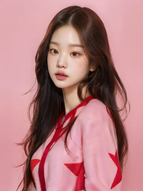 a close up of a woman with long hair wearing a pink sweater, blackpink jennie, portrait of jossi of blackpink, jossi of blackpink, park ji-min, jaeyeon nam, lee ji-eun, lee ji - eun, cute korean actress, roseanne park of blackpink, heonhwa choe, jinyoung s...