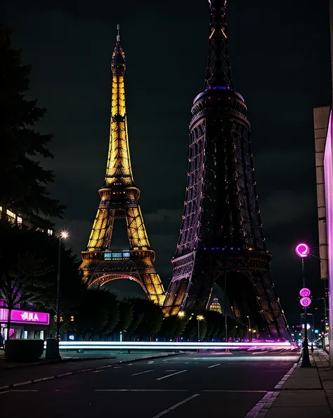 a close-up of a city with a large building and ((( the real effeil tower in the background in the center))), inspired by liam wo...