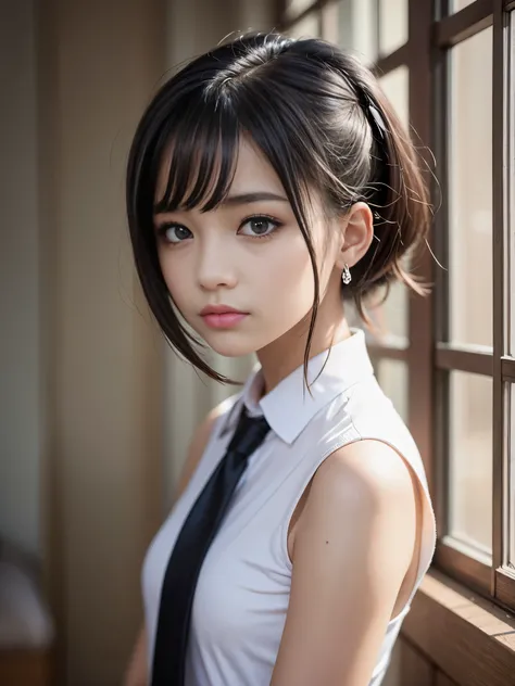 One Girl，(とてもcute女子高生:1.3)，masterpiece，Best Quality，High resolution，(((Photorealistic)))，RAW Photos，Ray Tracing，Physically Based Rendering，beautiful girl，(Age 15:1.4)，cute，(detailed pupils:1.2)，(The face is facing straight ahead:1.3)，The body is facing for...