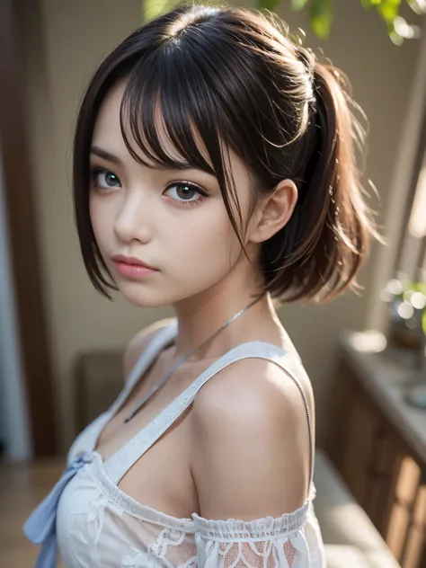 One Girl，(とてもcute女子高生:1.3)，masterpiece，Best Quality，High resolution，(((Photorealistic)))，RAW Photos，Ray Tracing，Physically Based Rendering，beautiful girl，(Age 15:1.4)，cute，(detailed pupils:1.2)，(The face is facing straight ahead:1.3)，The body is facing for...