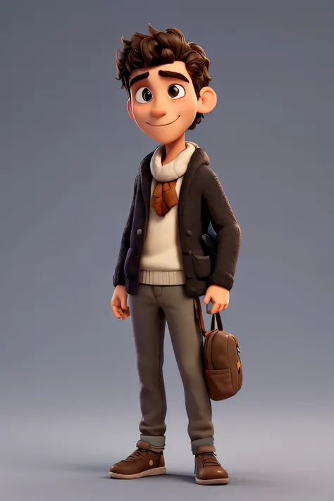 A 3D render of a Pixar-style animated character of an athletic, handsome young man with a smiling face expression. Character is playfully peeking over from the edge of the frame with his hands visible holding the frame keeping the same playful and adventur...