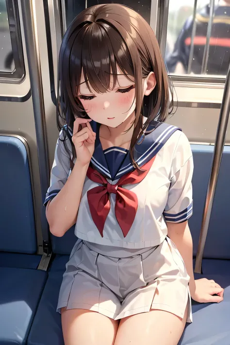 ((girl))、Shiny brown hair, (Beautiful blue eyes、Shining eyes fine grain)、Sleeping with eyes closed、超fine grain、High quality face, Very fine grain,Cowboy Shot、 girl, Like, evening,
((Best Quality, 8k, masterpiece: 1.3)),
Beauty, Hide your face, 1 girl,be...